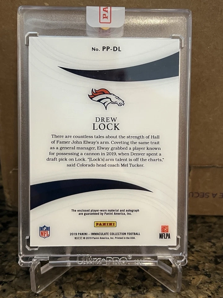 2019 Panini Immaculate Premium Patch Rookie Autographs Drew Lock #PP-DL 2/99  - Image 2 of 2