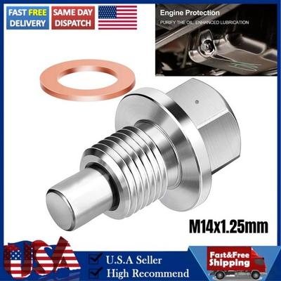 #ad M14x1.25mm Car Universal Engine Magnetic Oil Drain Plug Screw Nut Bolt Sumps $6.99