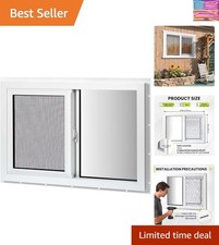 Vinyl Basement Window, 32" x 22" Slider Window with Double Pane Insulated Tem...