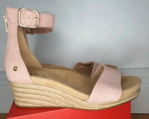 SANDALI DONNA UGG ZOE II SCAMOSCIATI LA SANSET ZEPPA CINTURINO ALLA CAVIGLIA UK 6 US 8 EUR 39