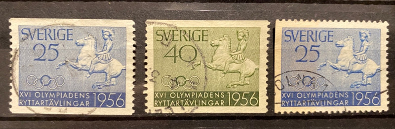 Sweden / Sverige  stamps 1956. Horseback-riding olympics. Used