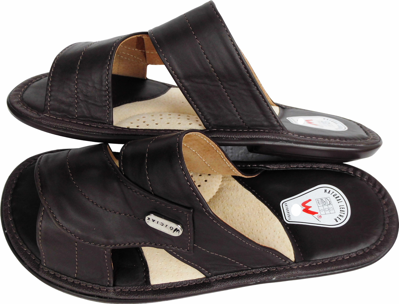 APL Pantofole ciabatte numero 41 vera pelle marrone **larghezza comfort** (27.6.5.97)