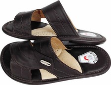 Slippers-slides, size 44 real real leather, Brown  comfort width 