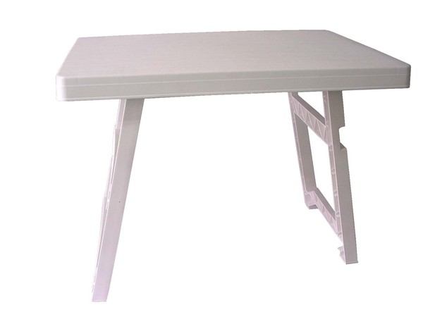 (37450) MESA PLEGABLE BAJA BLANCA RECTANGULAR ROBUSTA GUIA METALICA PLAYA JARDIN