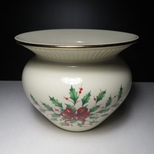 Lenox Holiday Holly Berry "Say it With Silk" Cachepot Planter Vase 5 1/2" Tall