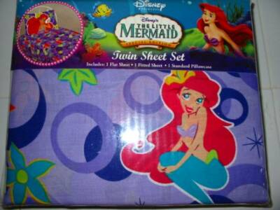 Disney Little Mermaid Twin Sheet Set COMFORTER NOT INCLUDED
