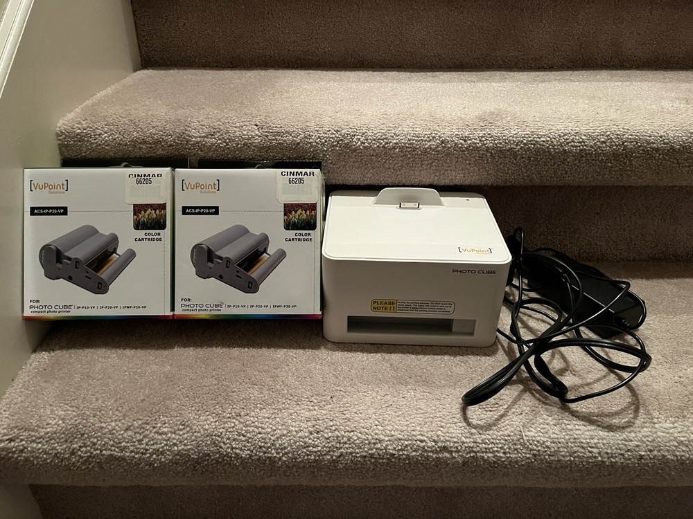 Vupoint Photo Cube Compact Photo Printer Bundle/Cartridges-Sold as is