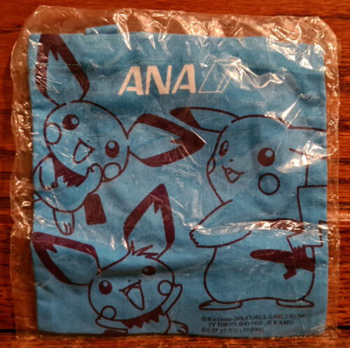 Nintendo ANA Small Blue Bag Pikachu Pichu Souvenir Japanese 14cm - 2000 - Bild 1 von 2
