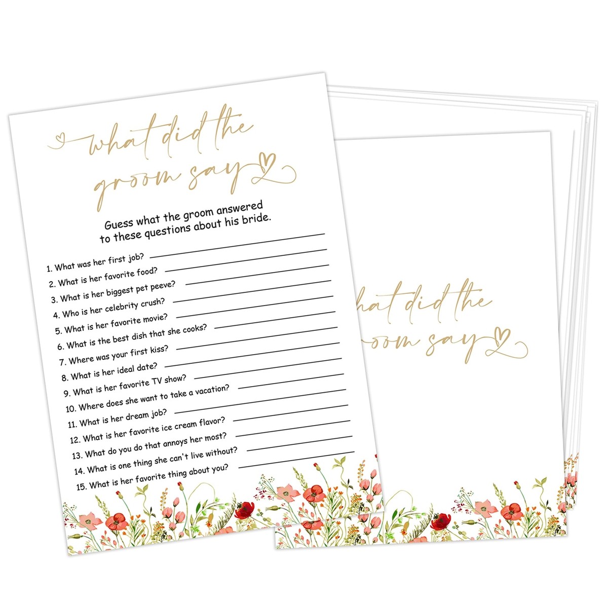 What Did the Groom Say Bridal Shower Game, Wedding Shower and