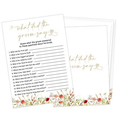 What Did the Groom Say - Bridal Shower Game, Wedding Shower and Bachelorette ...