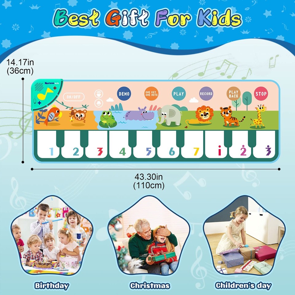 Baby Piano Mat 35 Music Sounds Dance Floor Mat, Music Keyboard Touch