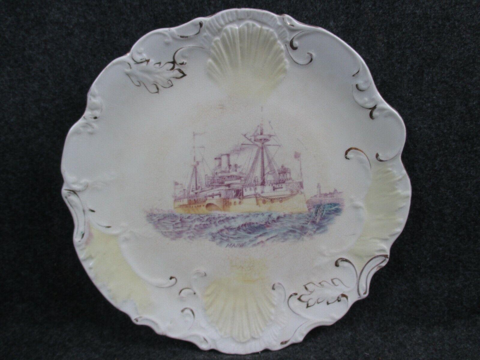 U.S.S. Maine (Battleship) Souvenir Plate Platter Sinking,1889-1897 11 inch