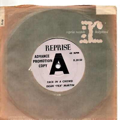 DEAN MARTIN ＆ 二枚 45RPM Dean 'Tex' Martin:Ain't gonna try anymore/Face in a crowd:UK
