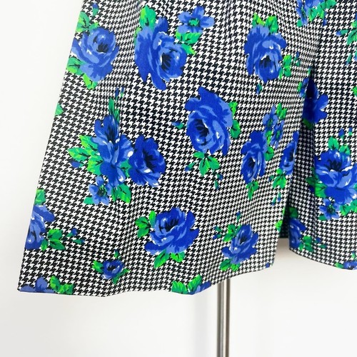 DEADSTOCK 80s 90s Vintage Rose Houndstooth Romper Shortalls Playsuit Play Suit M - Picture 8 of 10