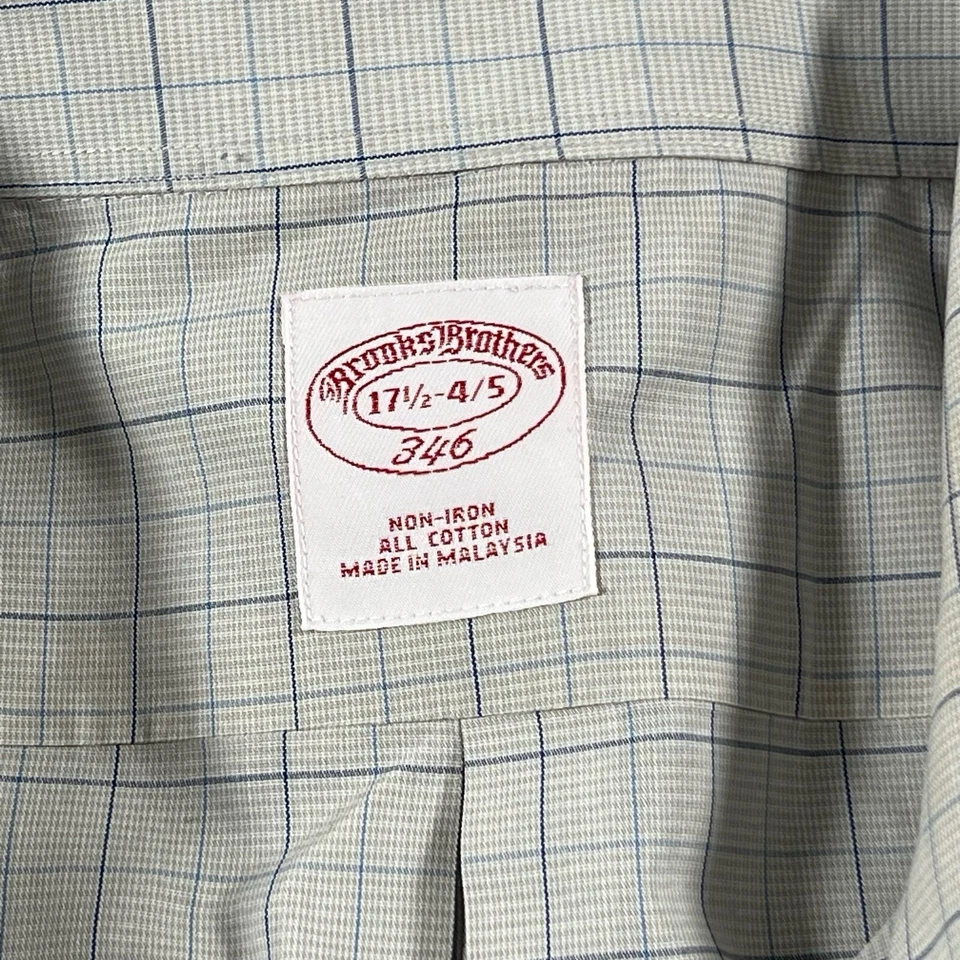 Camisa De Colección Brooks Brothers 346 Hombres 17.5-4/5 Cuadros Calce Ajustado Bolsillo Clásico Core Foto 3 de 4