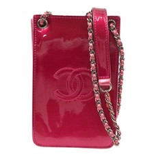 Chanel Pink Patent Leather Chain Pochette Shoulder Bag 192683
