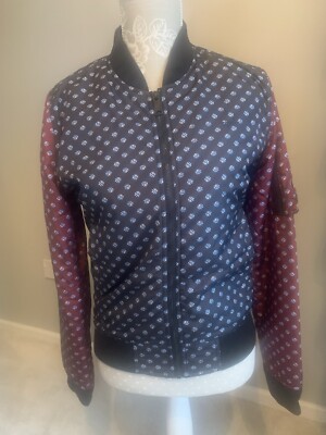 SCHOTT BLACK/BURGUNDY LIGHTLY PADDED PATTERNED BOMBER STYLE JACKET SIZE M, Y2K