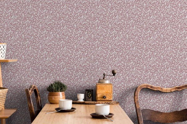 Vliestapete Ranken Blattmuster Floral Textiloptik Grau Rosa 47638 (7,12€/1Qm)-image