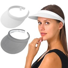 2 Pack Clip On Visor Hats Women Men Adjustable Wide Brim Ladies Sun Visors Ha...
