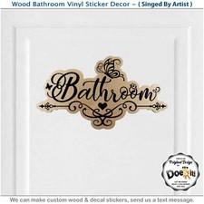 Wood Bathroom Restroom Toilet Door Sign Art Vinyl Home Decor Sticker Decal 172