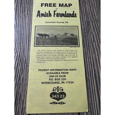Vintage Free Map Of Amish Farmlands Lancaster County PA