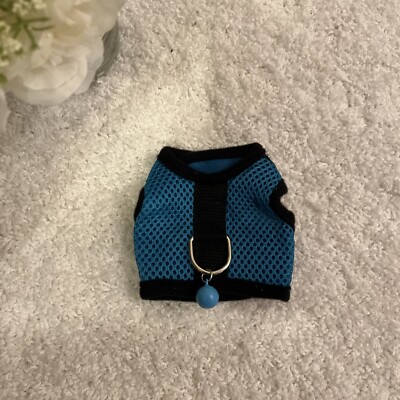 Pet harness w/Bell Dog Cat Rabbit Guinea Pig SMALL Velco Blue