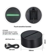 Huppah 3D Illusion Night Light 7 Colors Change Touch Lamp for Bedroom Gift