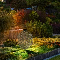 Solarlampe AußEnleuchte Stecklampe Gartenlampe Erdspieß Ring Blume Silber Led