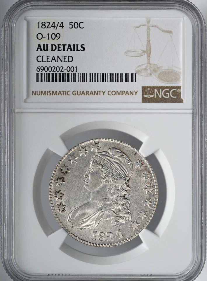 1824/4 50C CAPPED BUST HALF DOLLAR O-109 NGC AU DETAILS "CLEANED" #6900202-001 - Image 2 of 4