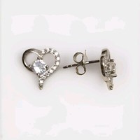 925 Sterling Silber Ohrringe Ohrstecker Zirkonia Herz Neu Schmuck