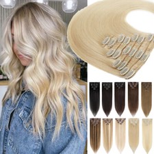 Russian Remy Clip In 100 Real Human Hair Extensions 8PCS 18Clips Full Head