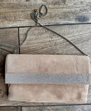 Russell And Bromley Of London Plaza Clutch Leather With Rinestones, Nwt