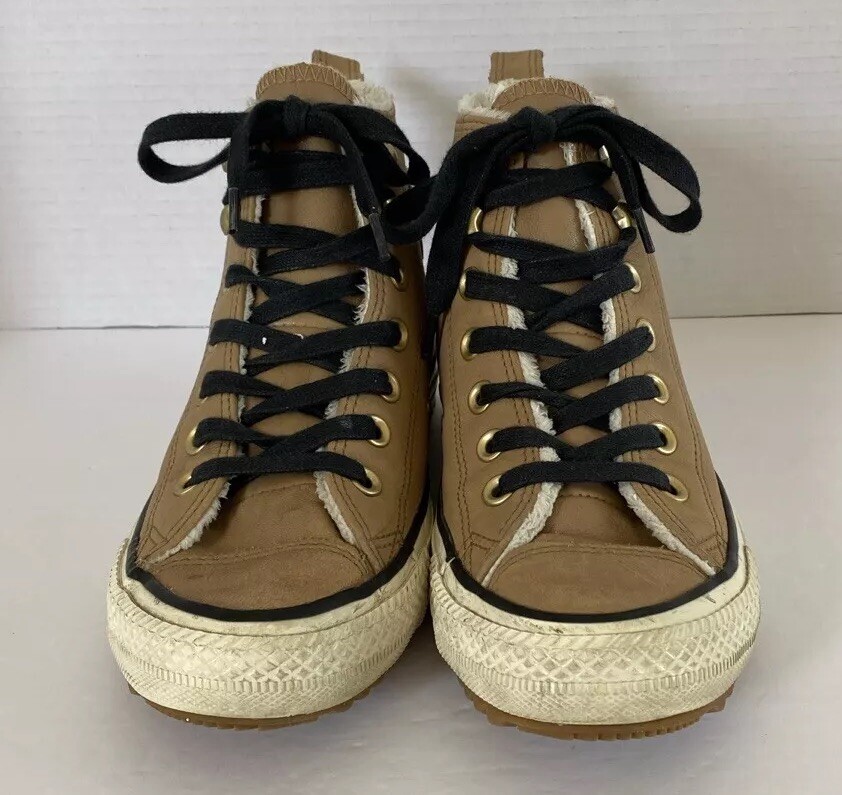 Converse Chuck Taylor High Top Tan Leather Rugged Sole-Men Sz Wm