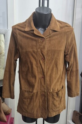Generic Used Leather Jacket Women Woman Size M Brown LLR141