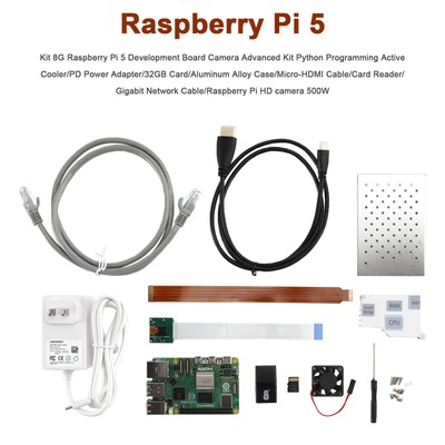 Raspberry Pi 5 8G Raspberry Pi 5 Development Board Camera Advanced Python Kit US