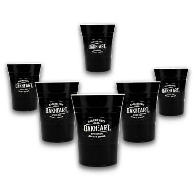 6x Bacardi Rum Becher Oakheart Hartplastik Becher Glas schwarz 330ml Neu Gläser 