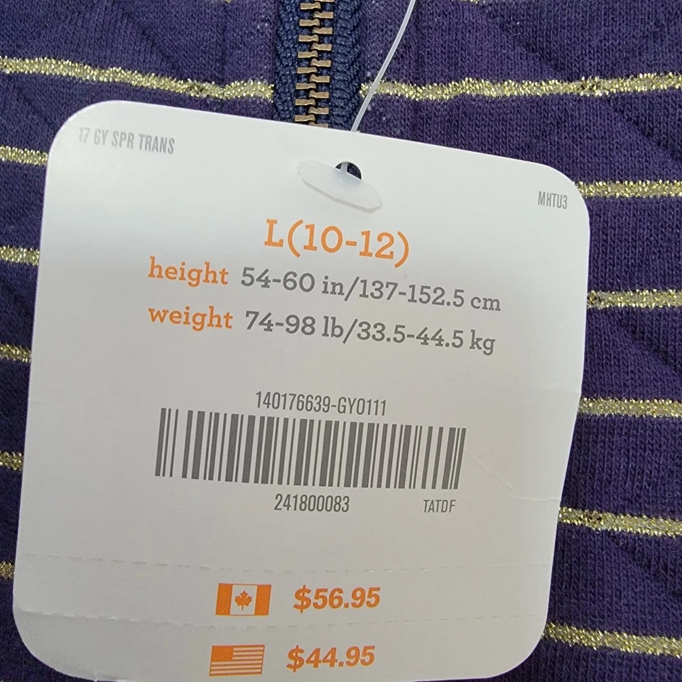 Chaqueta Gymboree Borde Dorado Azul Marino Cremallera Completa Niñas Talla L 10-12 Chaqueta Otoño Nueva con Etiquetas Foto 4 de 4