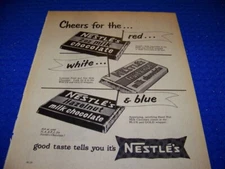 1956 NESTLE'S CHOCOLATE "RED, WHITE & BLUE"...1-PAGE SALES AD (679LL)