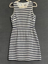 J Crew Dress 4 Navy Cream Striped Sheath Preppy Coastal Preppy Classic Nautical