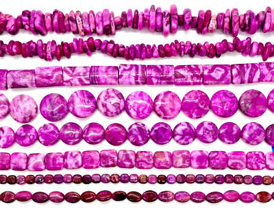 Pink Crazy Lace Agate OVAL SQUARE CIRCLE RECTANGLE CHIP 15.5 Inch Strand