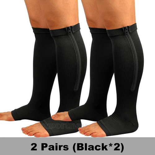 Zipper Compression Socks Support Graduated Stockings Mens Women 20-30mmHg Unisex - Picture 16 of 22