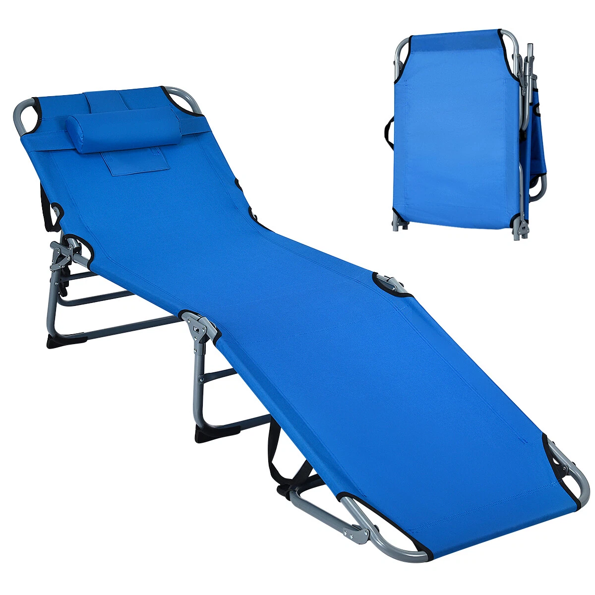 Costway Folding Chaise Lounge Chair Bed Adjustable Patio Beach