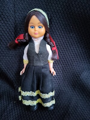 Vintage Nationality Doll With Blue Open And Close Eyes From Greece