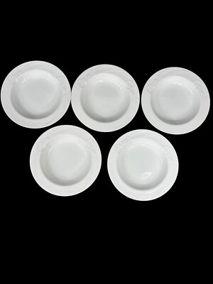 Vntg Mikasa Classic Flair White Rimmed Soup Pasta Bowls Calla Lily Set of 5