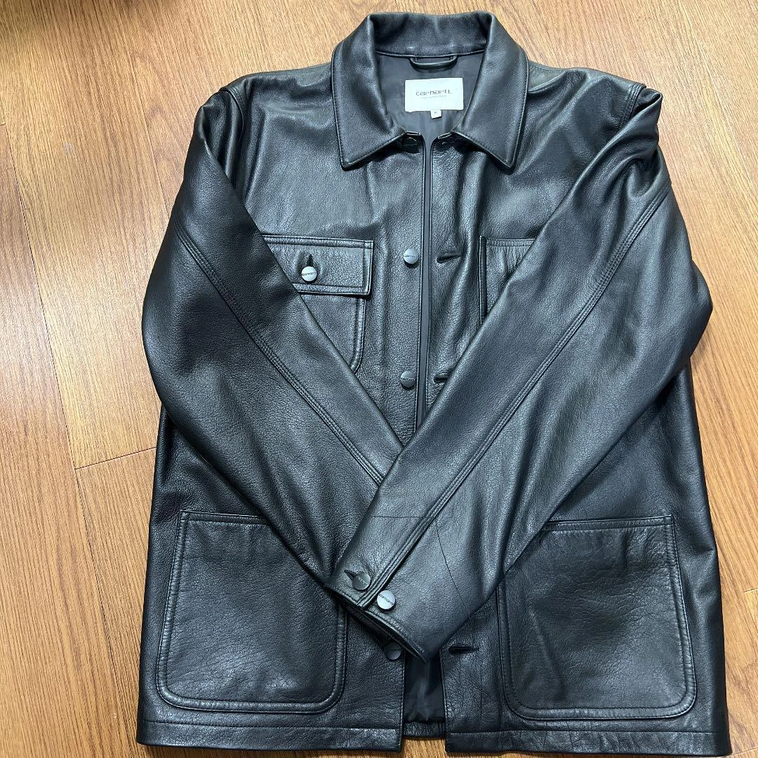 Carhartt Rare Leather Chore Men's Coat Jacket Black Size M Pre