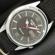 JAPAN VINTAGE REFURBISHED SEIKO 5 AUTOMATIC MENS BLACK DIAL WATCH a445852-1