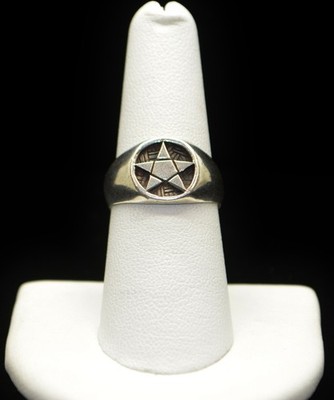 Sterling Silver Star Design Face Ring SZ 7.25 #FMH539