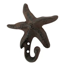 Metal Sea Starfish Wall Hook Hat/Key Ring/Bath/Beach Towel Holder Nautical Decor