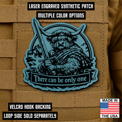 Highlander Cow Morale Patch 3'' Hook & Loop Funny There Can Be Only One, Classic
