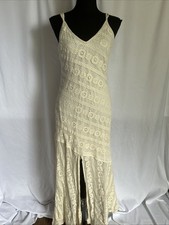 Fashion Nova Cream Embroidered Dress Size Medium